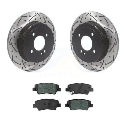Rotor de frein à fente percée arrière et Kit de plaquettes semi-métalliques pour Kia Rio Hyundai Accen