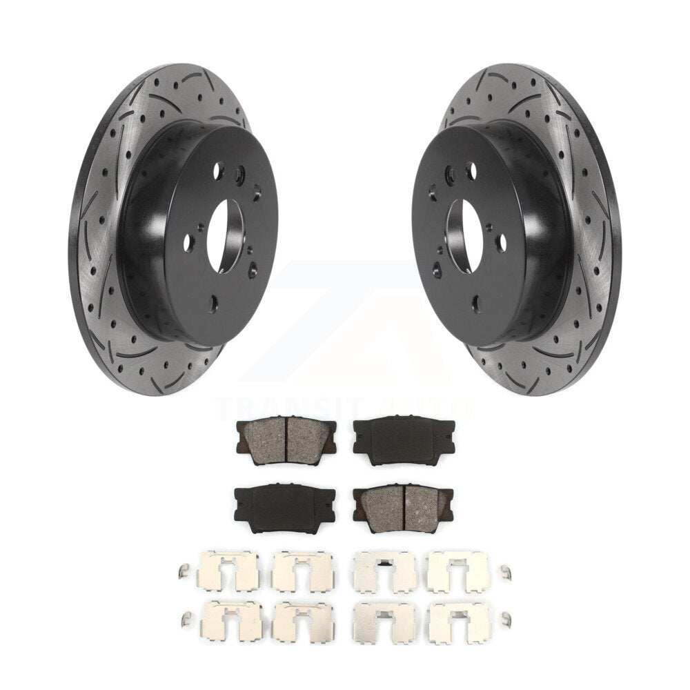 Kit de plaquettes semi-métalliques de Rotor de frein à disque à fente percée à revêtement arrière pour Toyota Camr