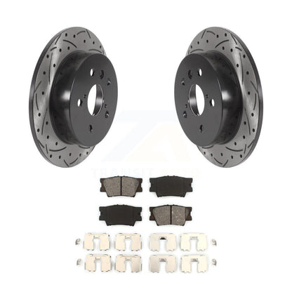 Kit de plaquettes semi-métalliques de Rotor de frein à disque à fente percée à revêtement arrière pour Toyota Camr
