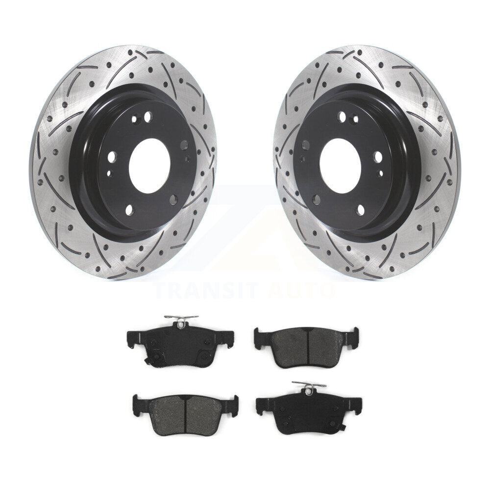 Kit de plaquettes semi-métalliques de rotors de frein à disque à fente percée à revêtement arrière pour Honda Civi