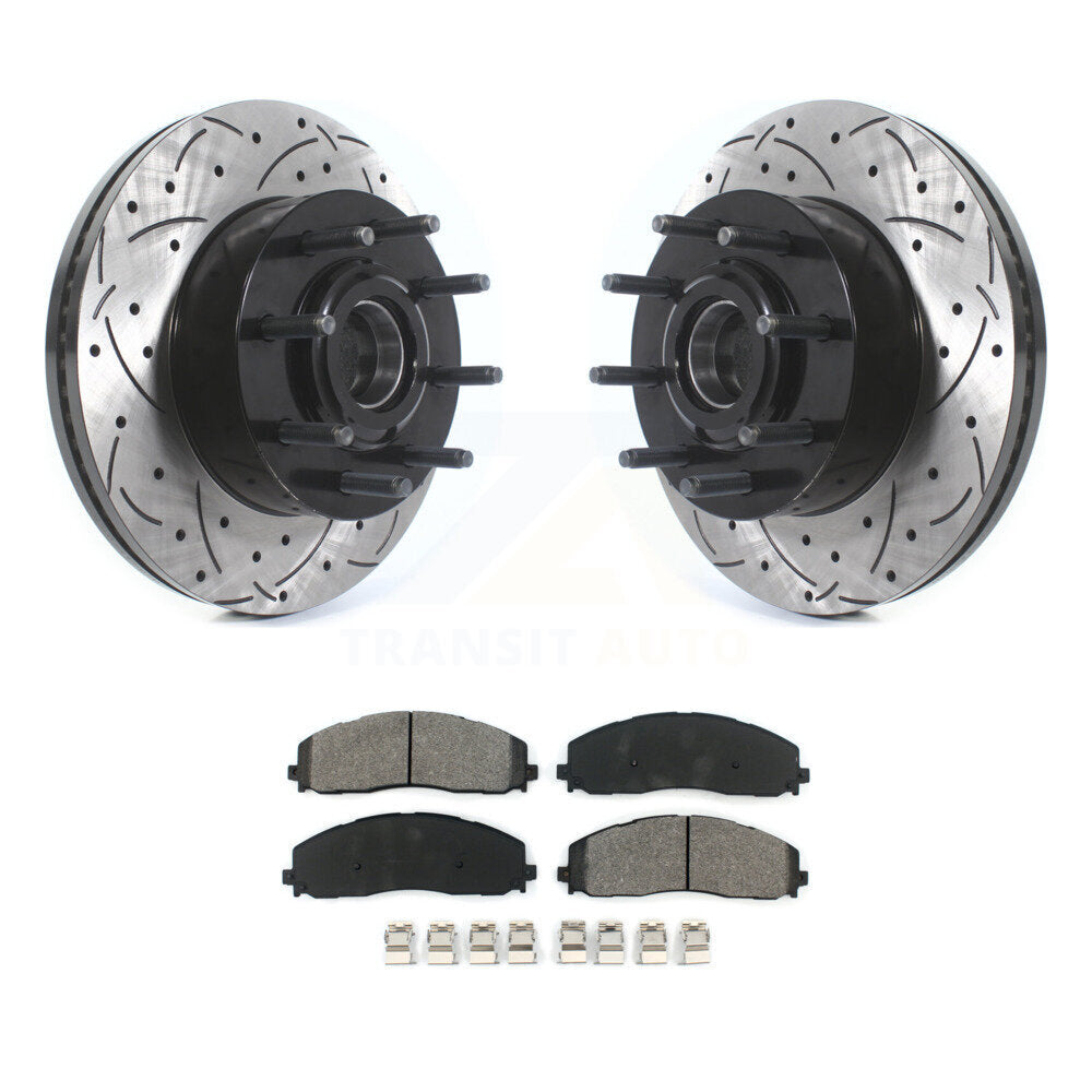 Kit de plaquettes semi-métalliques de moyeu de Rotor de frein de fente de forage avant pour Ford F-350 Super Dut
