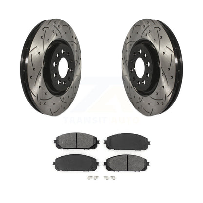 Kit de plaquettes semi-métalliques de Rotor de frein à disque de fente de forage enduit avant pour Jeep Cheroke