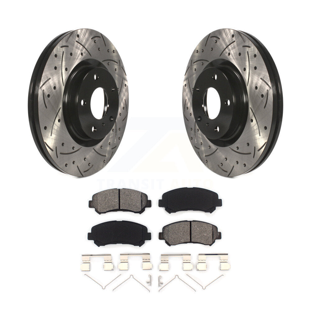 Kit de plaquettes semi-métalliques de Rotor de frein à disque de fente de forage enduit avant pour Nissan Maxim