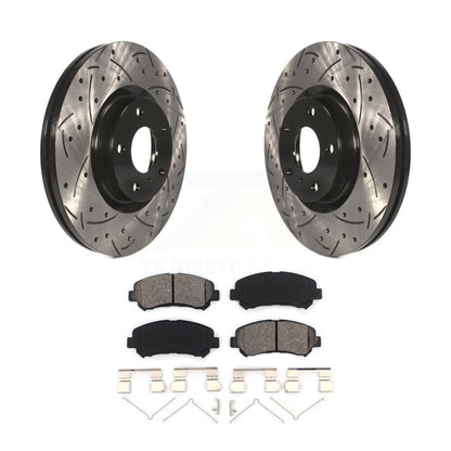 Kit de plaquettes semi-métalliques de Rotor de frein à disque de fente de forage enduit avant pour Nissan Maxim