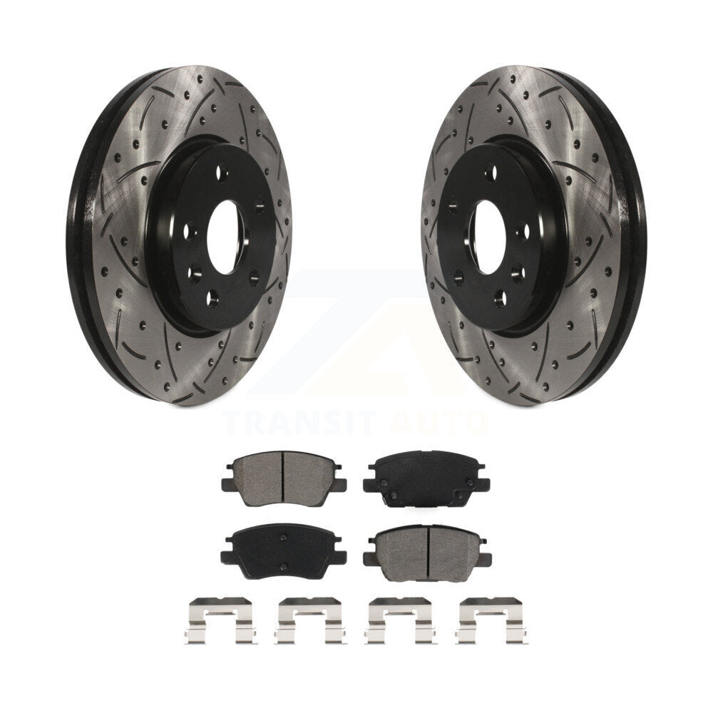 Kit de plaquettes semi-métalliques de Rotor de frein à fente avant percée pour Chevrolet Cruze Bolt E