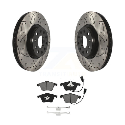 Rotors de frein à disque à fente avant percés, Kit de plaquettes semi-métalliques pour Volkswagen CC R3