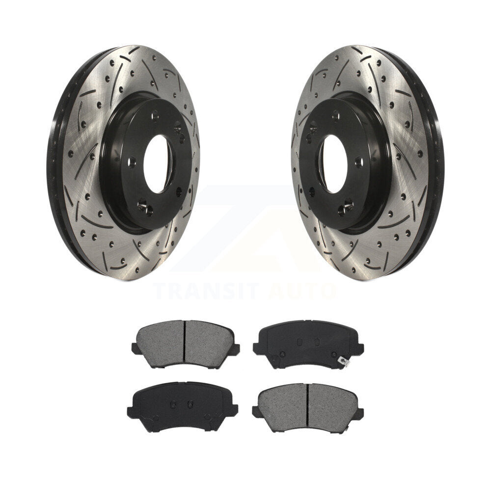Kit de plaquettes semi-métalliques de Rotor de frein de fente de forage avant pour Kia Forte Hyundai Elantr