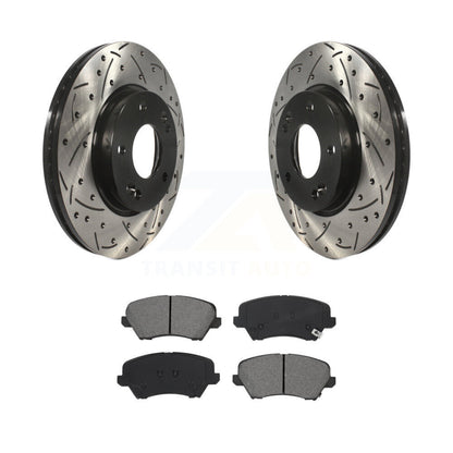 Kit de plaquettes semi-métalliques de Rotor de frein de fente de forage avant pour Kia Forte Hyundai Elantr