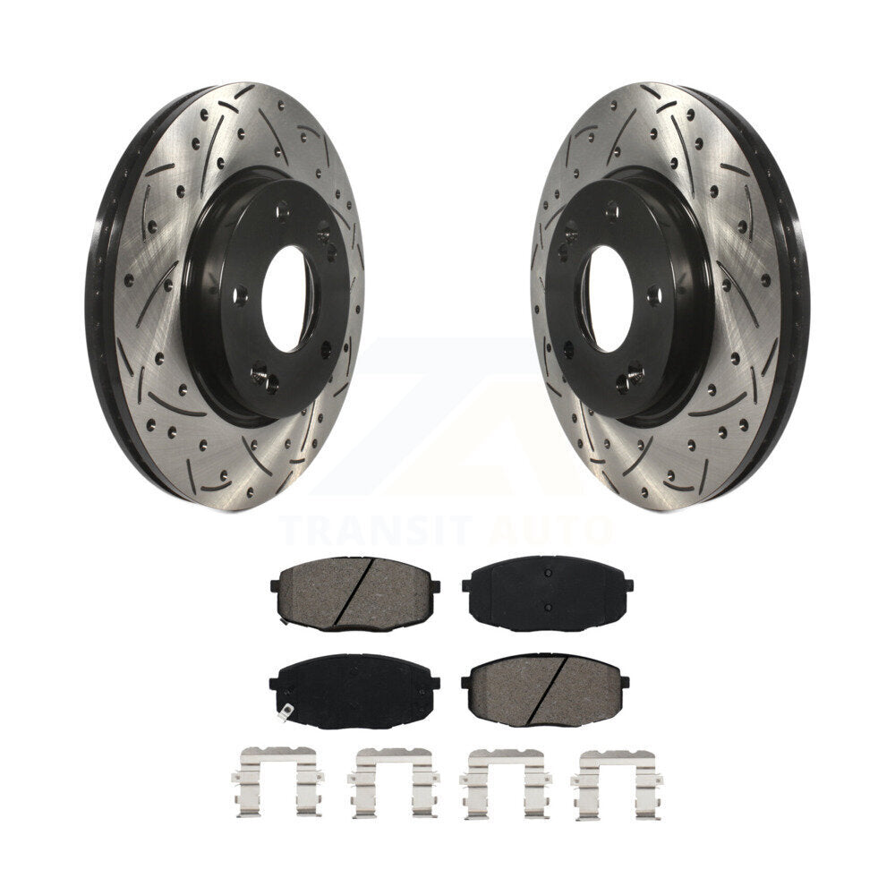 Kit de plaquettes semi-métalliques de Rotor de frein de fente de forage avant pour Kia Hyundai Kona Forte G