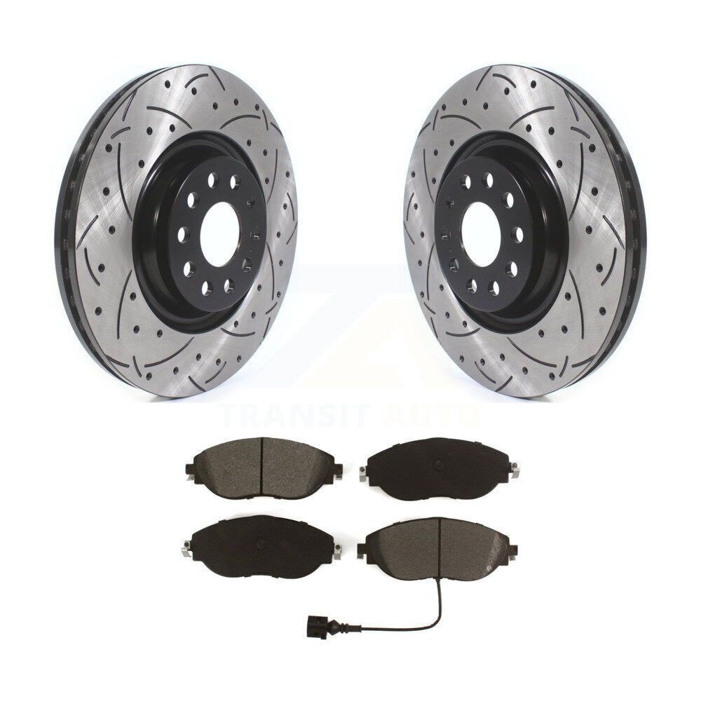 Kit de plaquettes semi-métalliques de Rotor de frein de fente de forage avant pour Volkswagen Tiguan Jetta