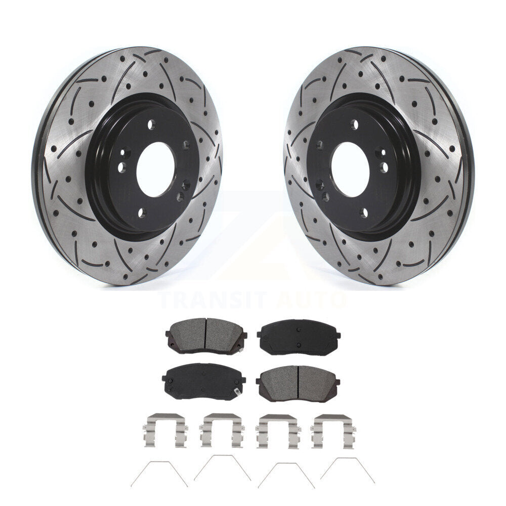 Kit de plaquettes semi-métalliques de Rotor de frein à fente avant percée, pour Hyundai Kona Kia Selto