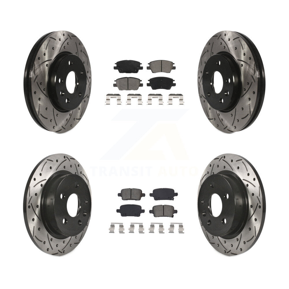 Kit de plaquettes semi-métalliques de Rotor de frein à disque de fente de forage avant et arrière pour Chevrolet Cruz