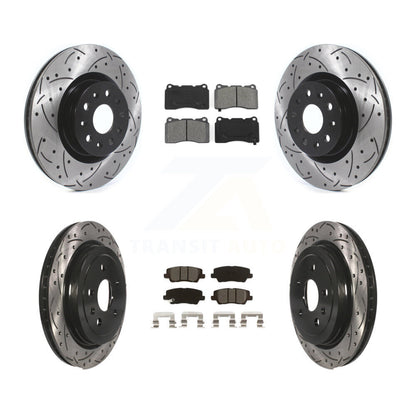 Rotors de frein à disque à fente avant et arrière, Kit de plaquettes semi-métalliques pour Cadillac CT
