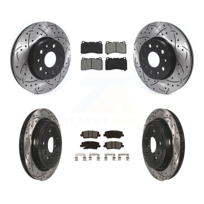 Rotors de frein à disque à fente avant et arrière, Kit de plaquettes semi-métalliques pour Cadillac CT