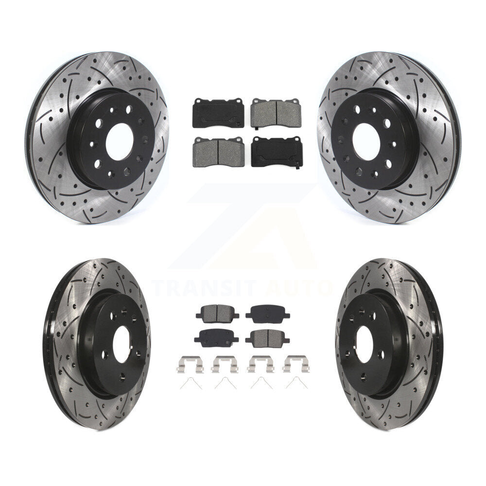 Kit de plaquettes semi-métalliques de Rotor de frein de fente de forage avant et arrière pour Chevrolet Camaro CT