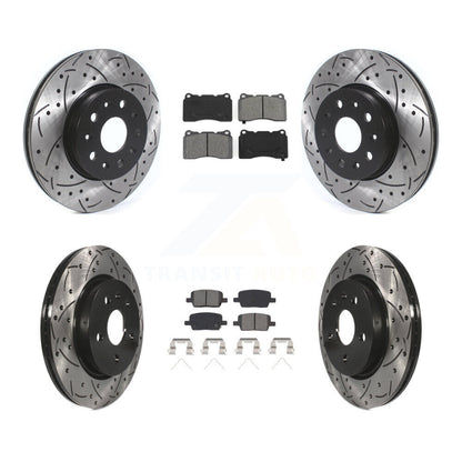 Kit de plaquettes semi-métalliques de Rotor de frein de fente de forage avant et arrière pour Chevrolet Camaro CT