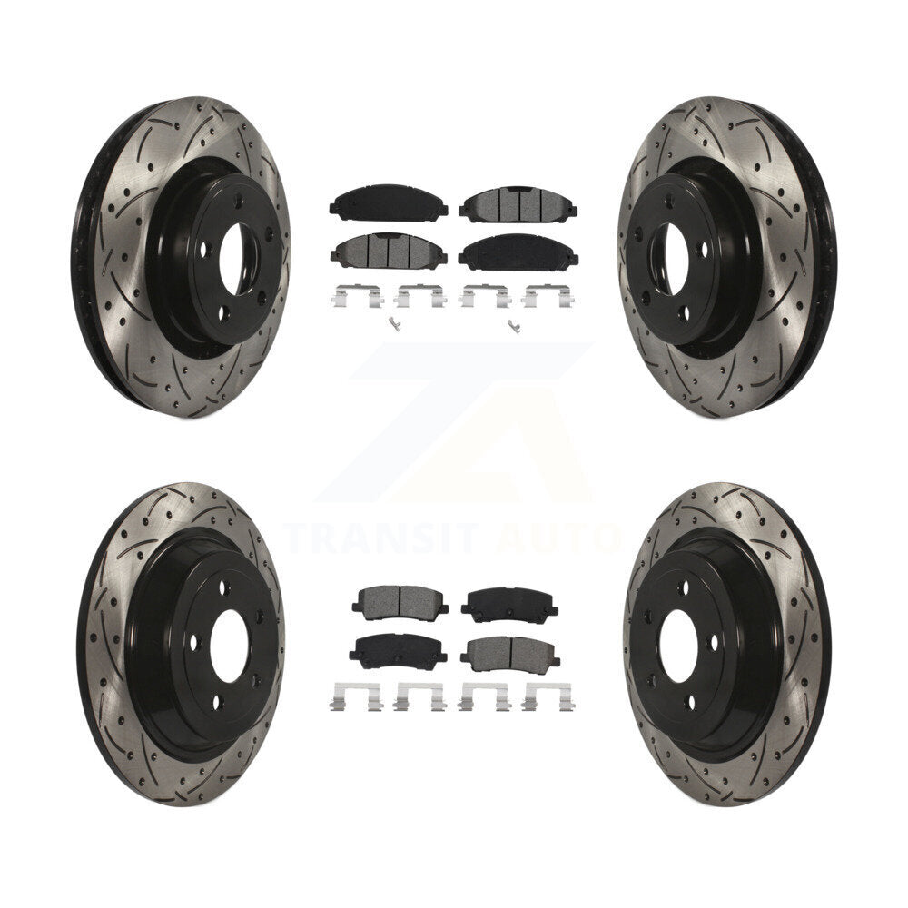 Rotors de frein à disque à fente avant et arrière, Kit de plaquettes semi-métalliques pour Ford Mustang