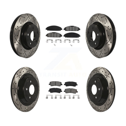 Rotors de frein à disque à fente avant et arrière, Kit de plaquettes semi-métalliques pour Ford Mustang