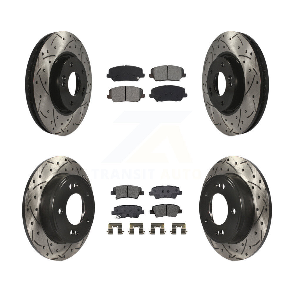 Rotor de frein à fente percée avant et arrière et Kit de plaquettes semi-métalliques pour Hyundai Veloste