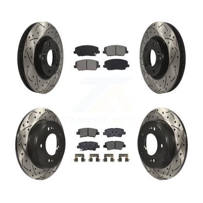 Rotor de frein à fente percée avant et arrière et Kit de plaquettes semi-métalliques pour Hyundai Veloste