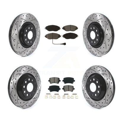 Kit de plaquettes semi-métalliques de rotors de frein à disque de fente de forage avant et arrière pour Volkswagen GT