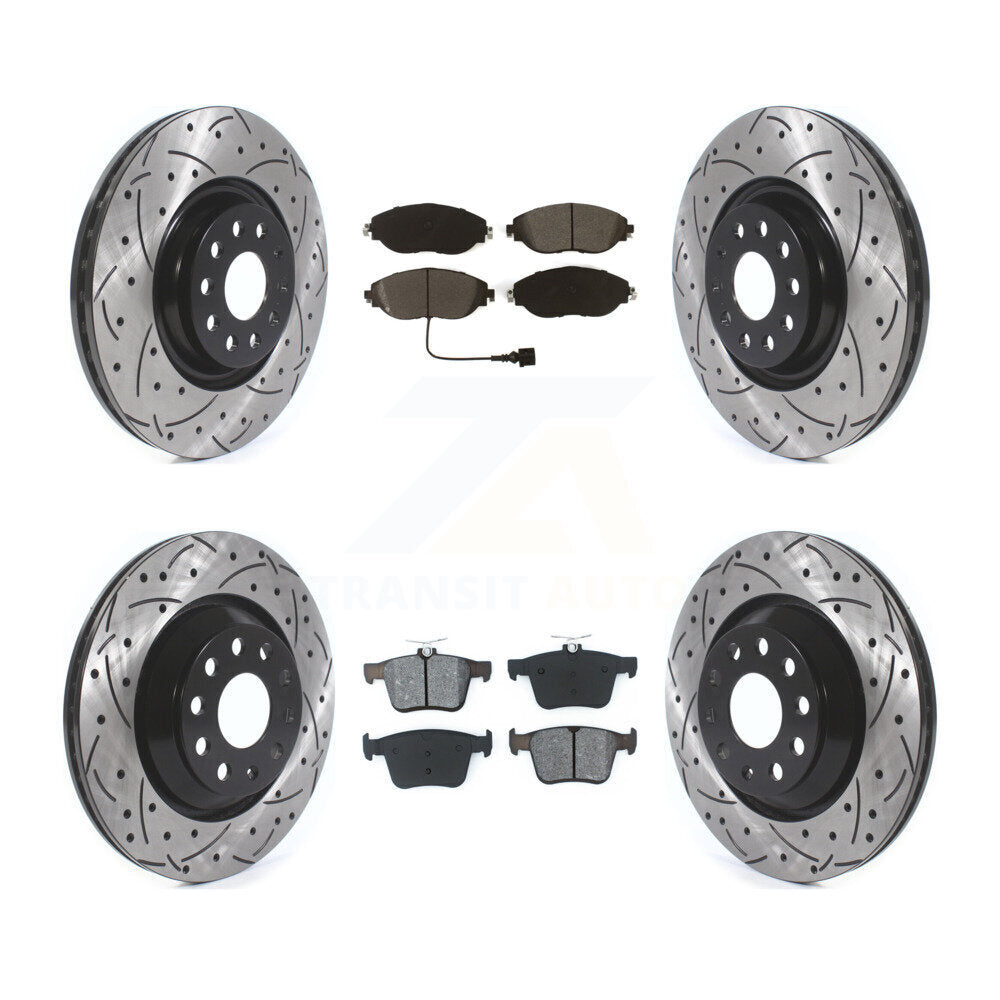 Kit de plaquettes semi-métalliques de Rotor de frein de fente de forage avant et arrière pour Audi Q3 Volkswagen