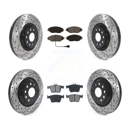 Kit de plaquettes semi-métalliques de Rotor de frein de fente de forage avant et arrière pour Audi Q3 Volkswagen
