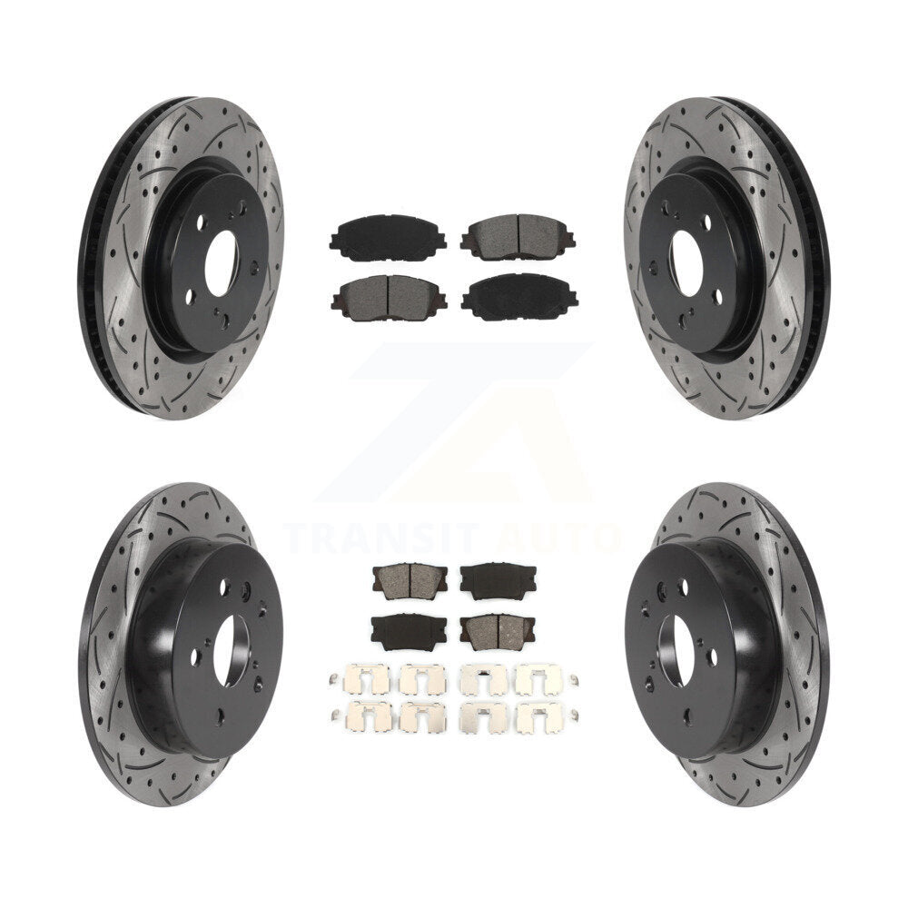Rotors de frein à disque à fente avant et arrière, Kit de plaquettes semi-métalliques pour Toyota Camr