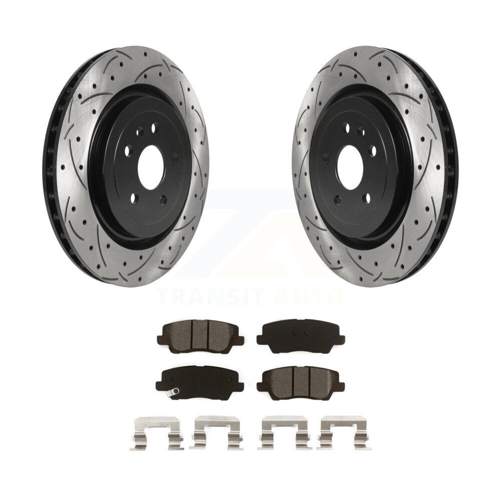 Rotor de frein à fente arrière percé et kit de plaquettes semi-métalliques pour Cadillac CTS 2015 6.2