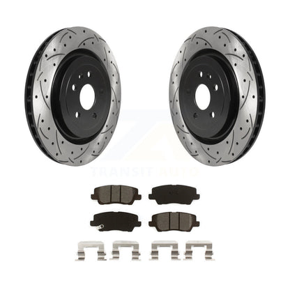 Rotor de frein à fente arrière percé et kit de plaquettes semi-métalliques pour Cadillac CTS 2015 6.2