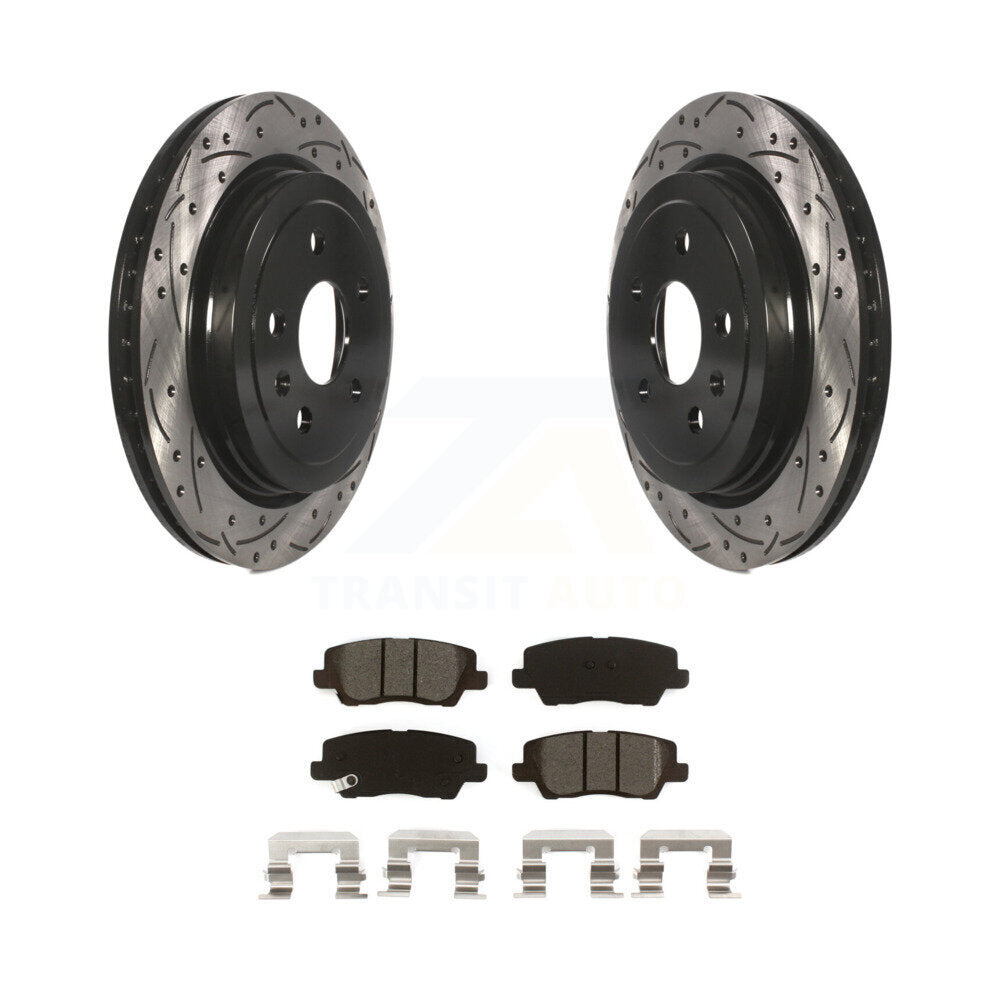 Kit de plaquettes semi-métalliques de Rotor de frein à disque à fente percée à revêtement arrière pour Cadillac CT
