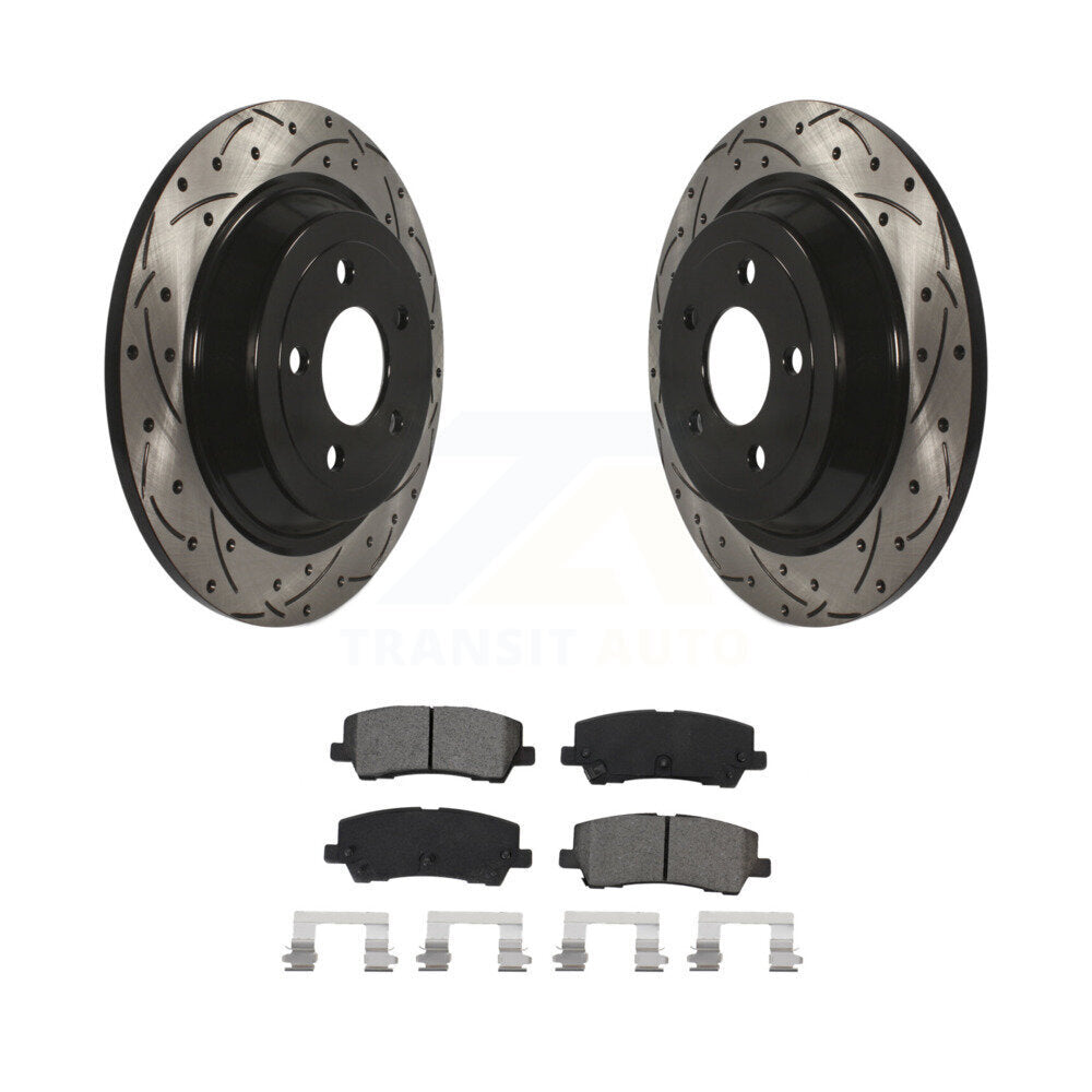 Kit de plaquettes semi-métalliques de Rotor de frein à disque à fente percée à revêtement arrière pour Ford Mustang