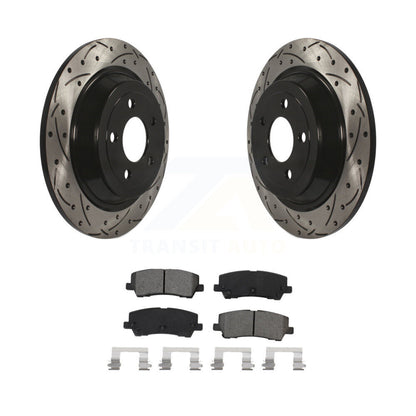 Kit de plaquettes semi-métalliques de Rotor de frein à disque à fente percée à revêtement arrière pour Ford Mustang