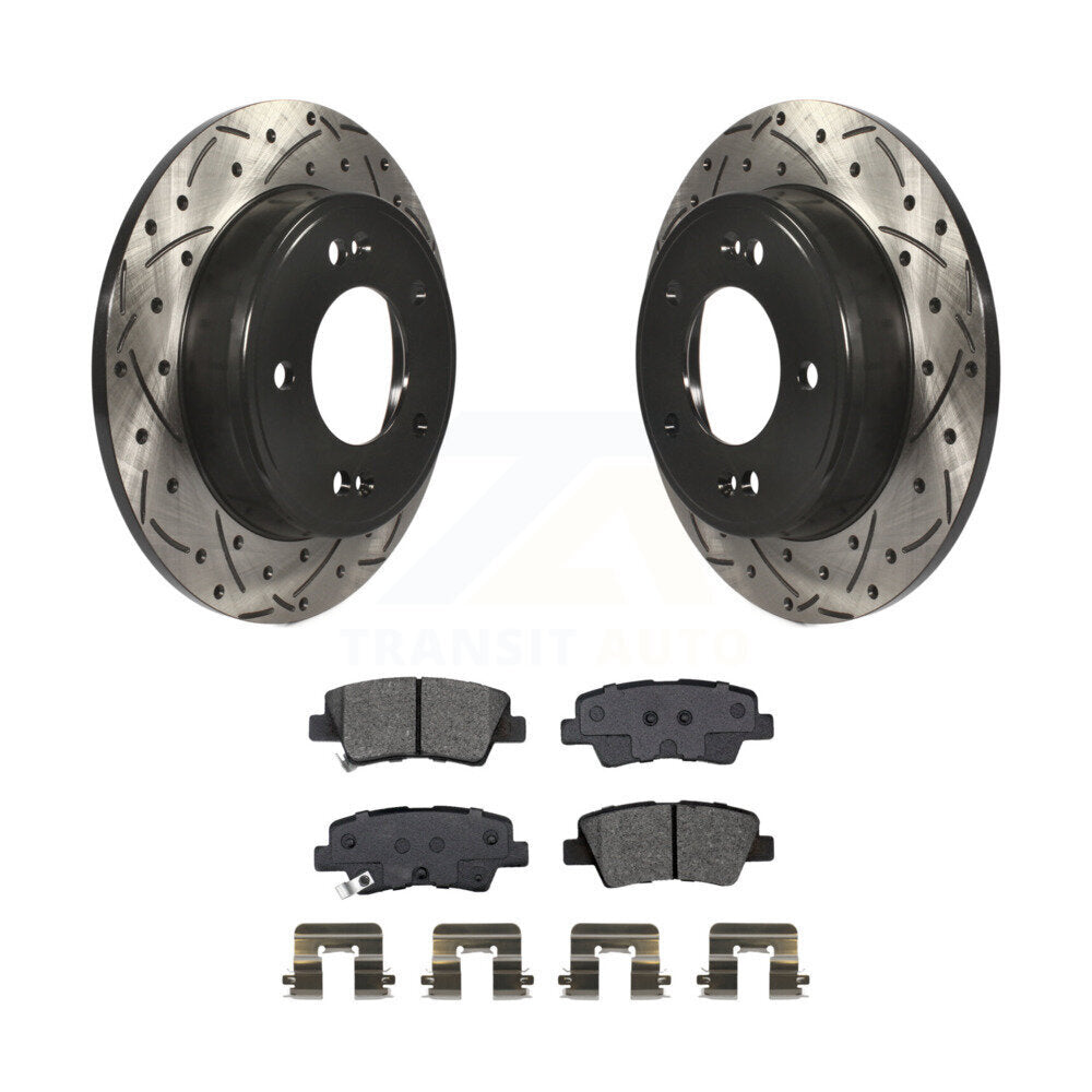 Rotors de frein à fente arrière, Kit de plaquettes semi-métalliques pour Kia Hyundai Kona Forte G