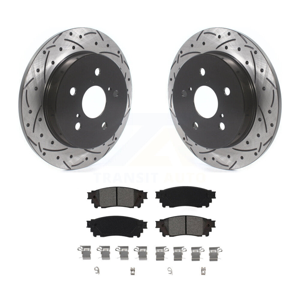 Rotors de frein à fente arrière percés, Kit de plaquettes semi-métalliques pour Toyota RAV4 Camry Lexu