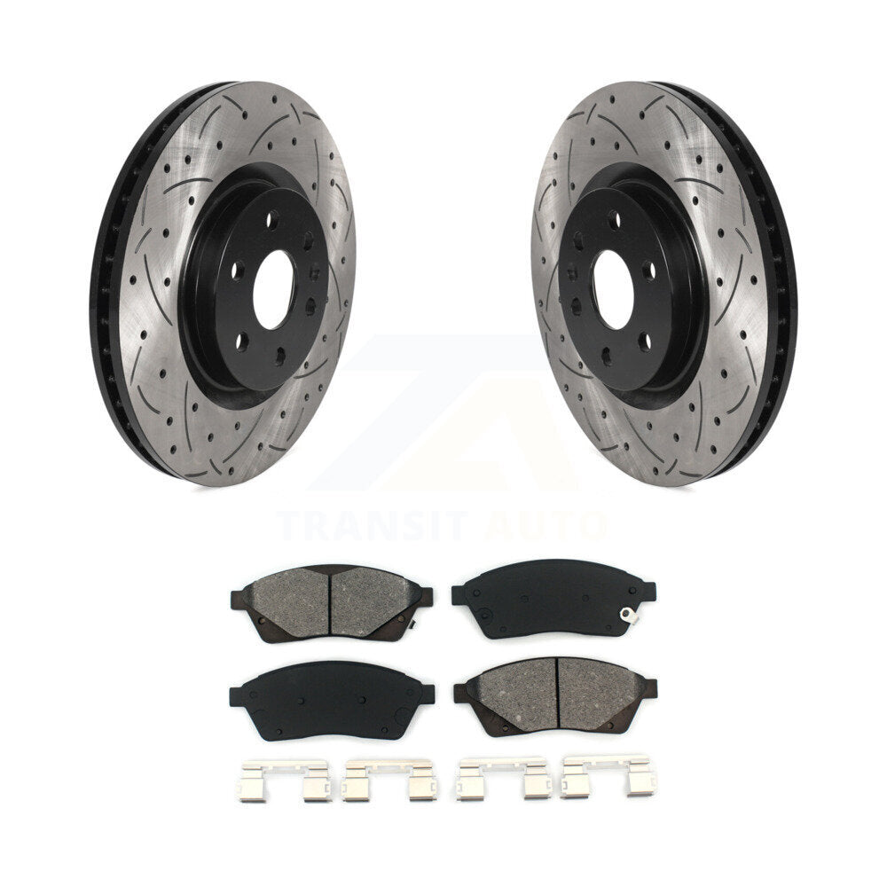 Rotors de frein à fente avant percés, Kit de plaquettes semi-métalliques pour Cadillac SRX Saab 9-4
