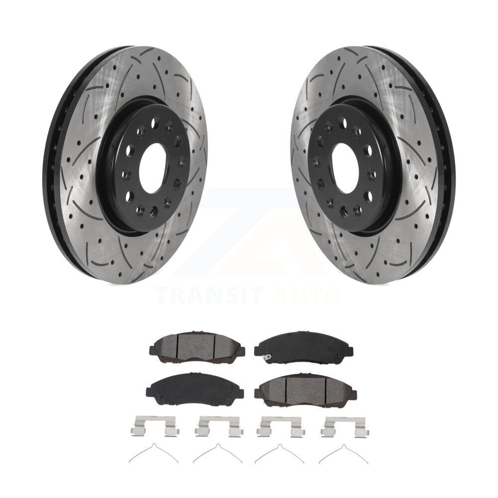 Rotors de frein à fente avant percés, Kit de plaquettes semi-métalliques pour Chevrolet Traverse GM