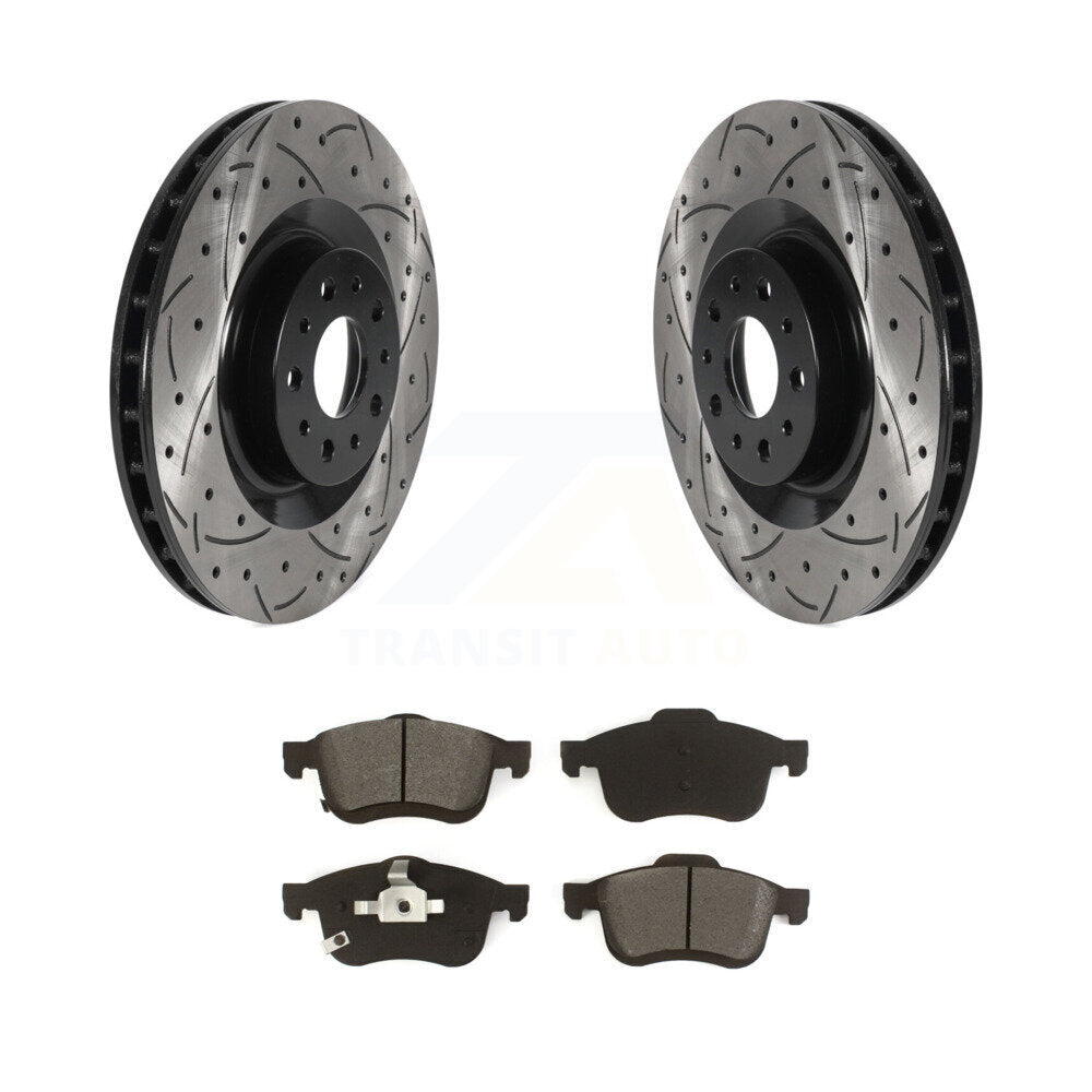 Kit de plaquettes semi-métalliques de rotors de frein à disque de fente de forage avant pour Fiat 500 2014-2020