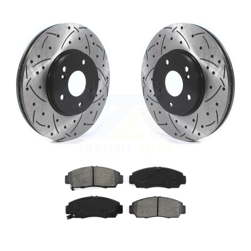Rotors de frein à fente avant percés, Kit de plaquettes semi-métalliques pour Honda Accord Acura TS
