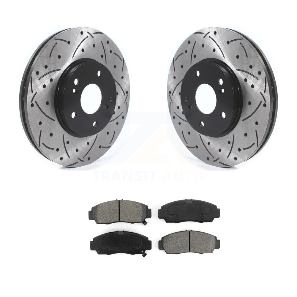 Kit de plaquettes semi-métalliques de Rotor de frein de fente de forage avant pour Honda Accord Acura TSX T