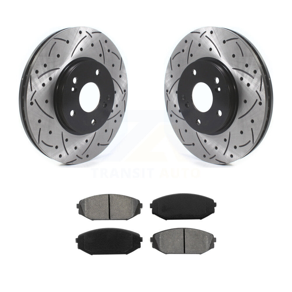 Kit de plaquettes semi-métalliques de Rotor de frein à fente avant percée, pour Honda Odyssey Acura MD