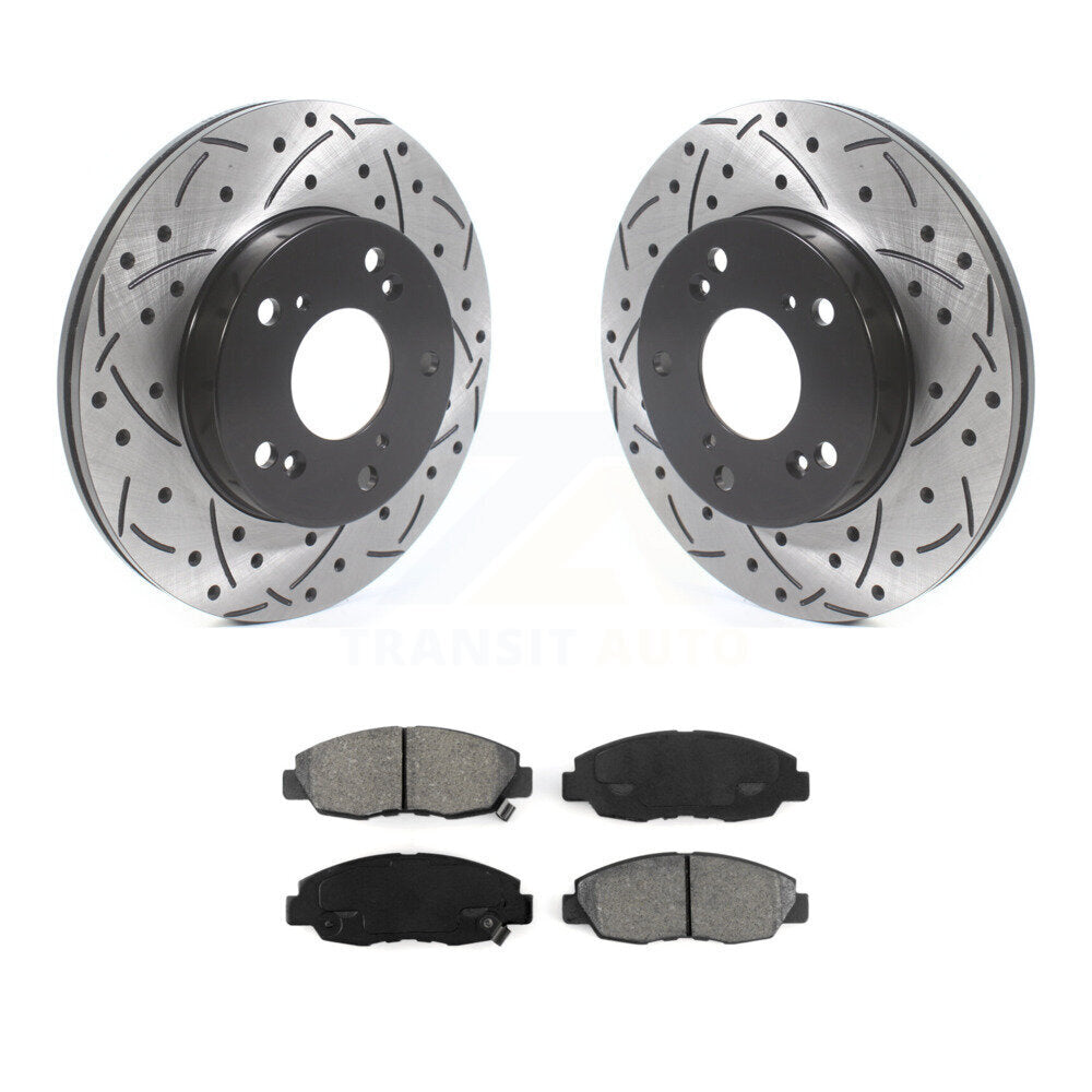 Kit de plaquettes semi-métalliques de Rotor de frein à disque à fente percée avec revêtement avant pour Honda Civi