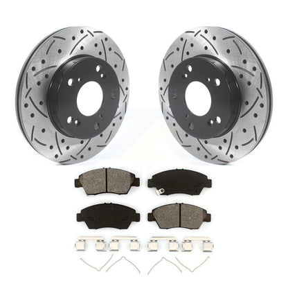 Rotor de frein à fente percée avant et Kit de plaquettes semi-métalliques pour Honda Civic Acura RS