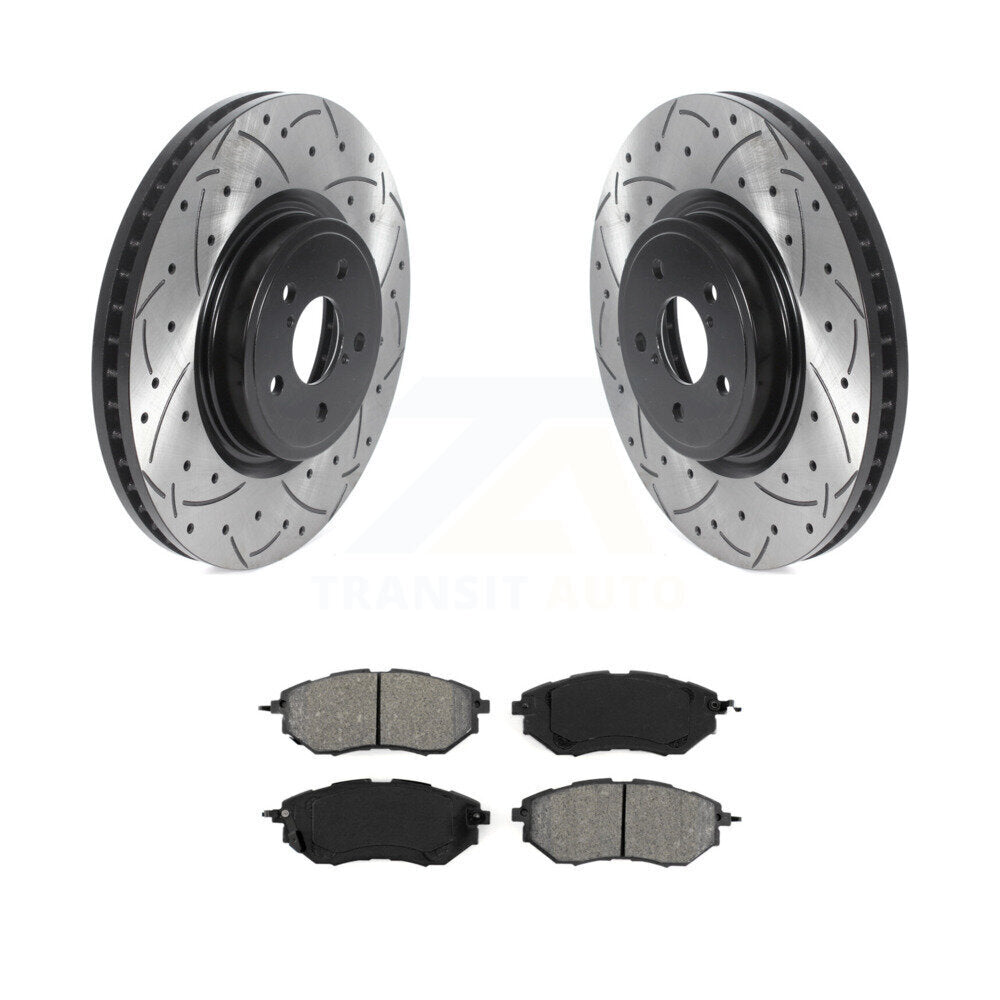 Kit de plaquettes semi-métalliques de Rotor de frein à fente avant percée pour Subaru Forester Outbac