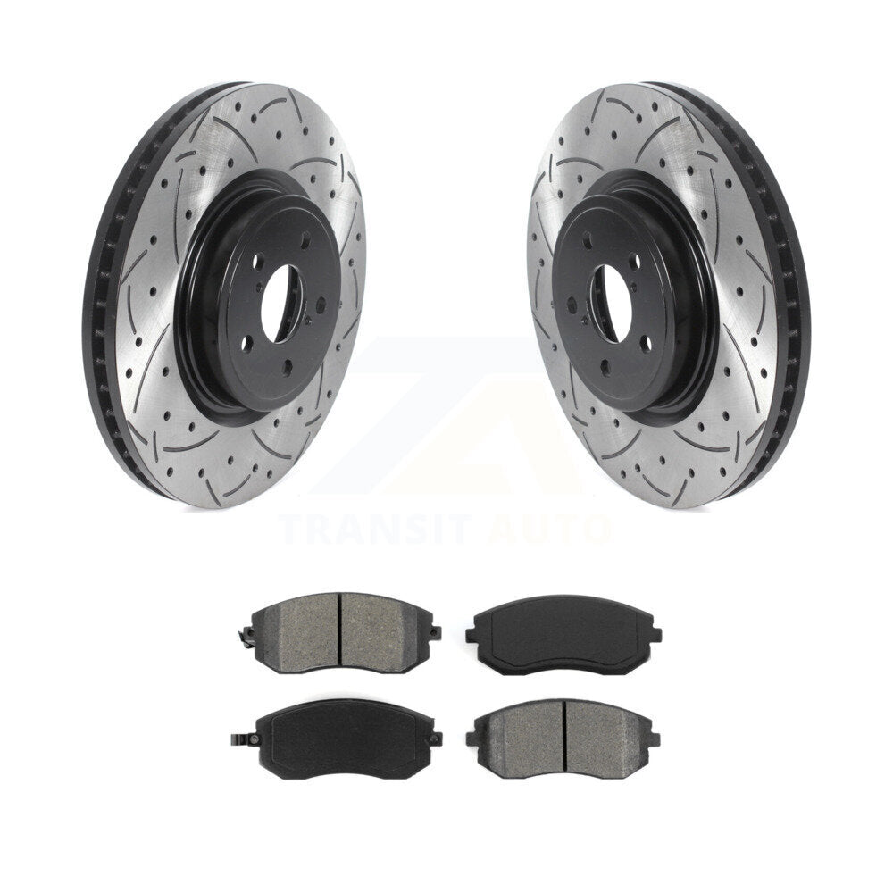 Kit de plaquettes semi-métalliques de Rotor de frein à disque de fente de forage enduit avant pour Subaru Legac