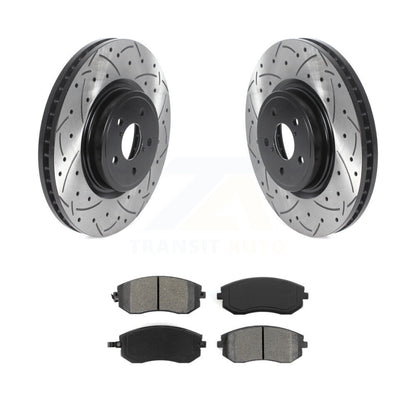 Kit de plaquettes semi-métalliques de Rotor de frein à disque de fente de forage enduit avant pour Subaru Legac