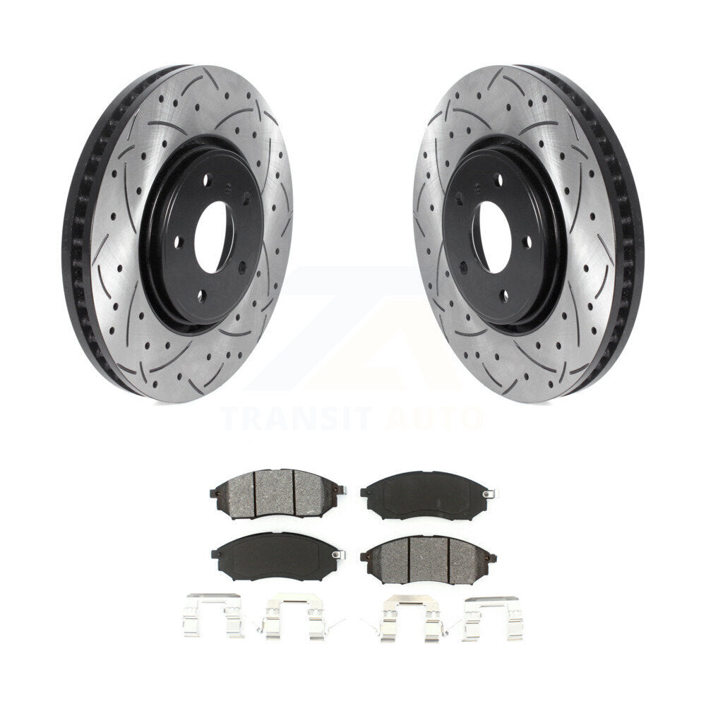 Kit de plaquettes semi-métalliques de Rotor de frein à fente avant percée pour INFINITI FX35 FX37 FX4