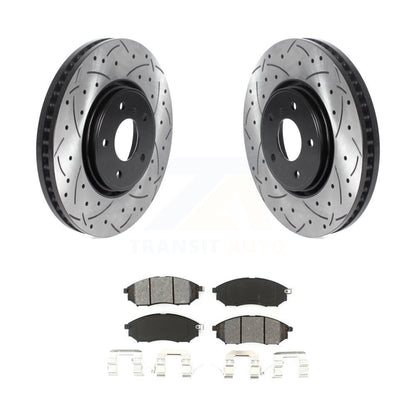 Kit de plaquettes semi-métalliques de Rotor de frein à fente avant percée pour INFINITI FX35 FX37 FX4