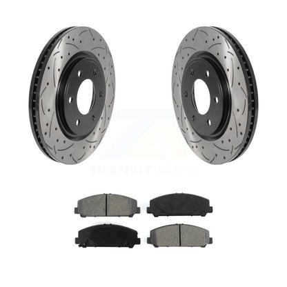 Rotor de frein à fente percée avant et Kit de plaquettes semi-métalliques pour Nissan TITAN INFINIT