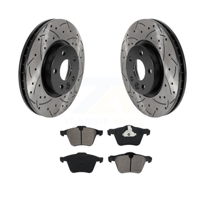 Rotor de frein à disque à fente percée avec revêtement avant et kit de plaquettes semi-métalliques pour Volvo V7